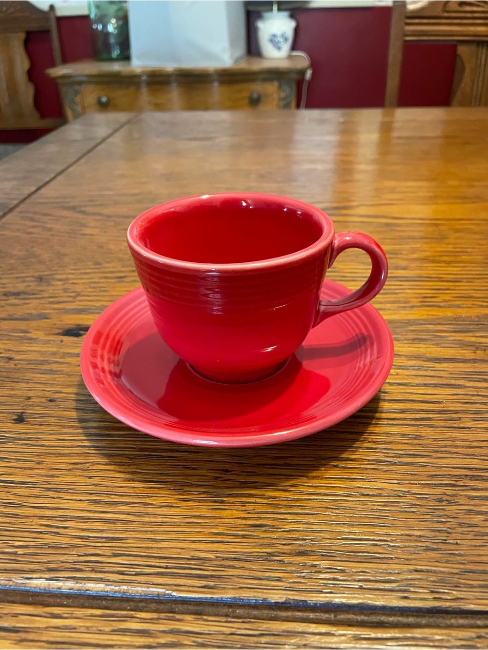 Fiesta Red Ceramic Cup and Saucer